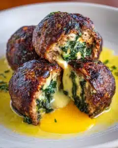 Spinach Garlic Mozzarella Meatballs Recipe