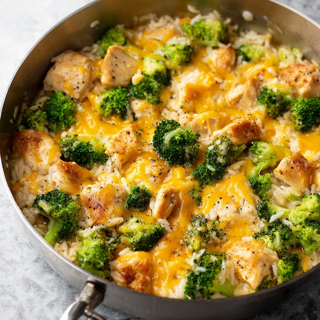 One Pan Cheesy Chicken Broccoli and Rice Recipe - Recipe Image