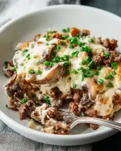Mushroom Cheeseburger Casserole Recipe