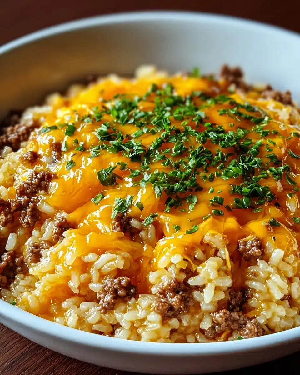 Cheesy Ground Beef Rice Casserole Recipe