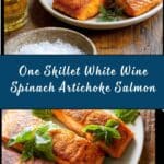 one skillet white wine spinach artichoke salmon Recipe