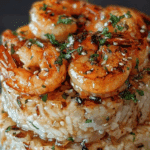 Garlic Butter Shrimp and Rice Stack Recipe