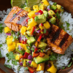 Grilled Salmon with Mango Salsa & Coconut Rice Recipe