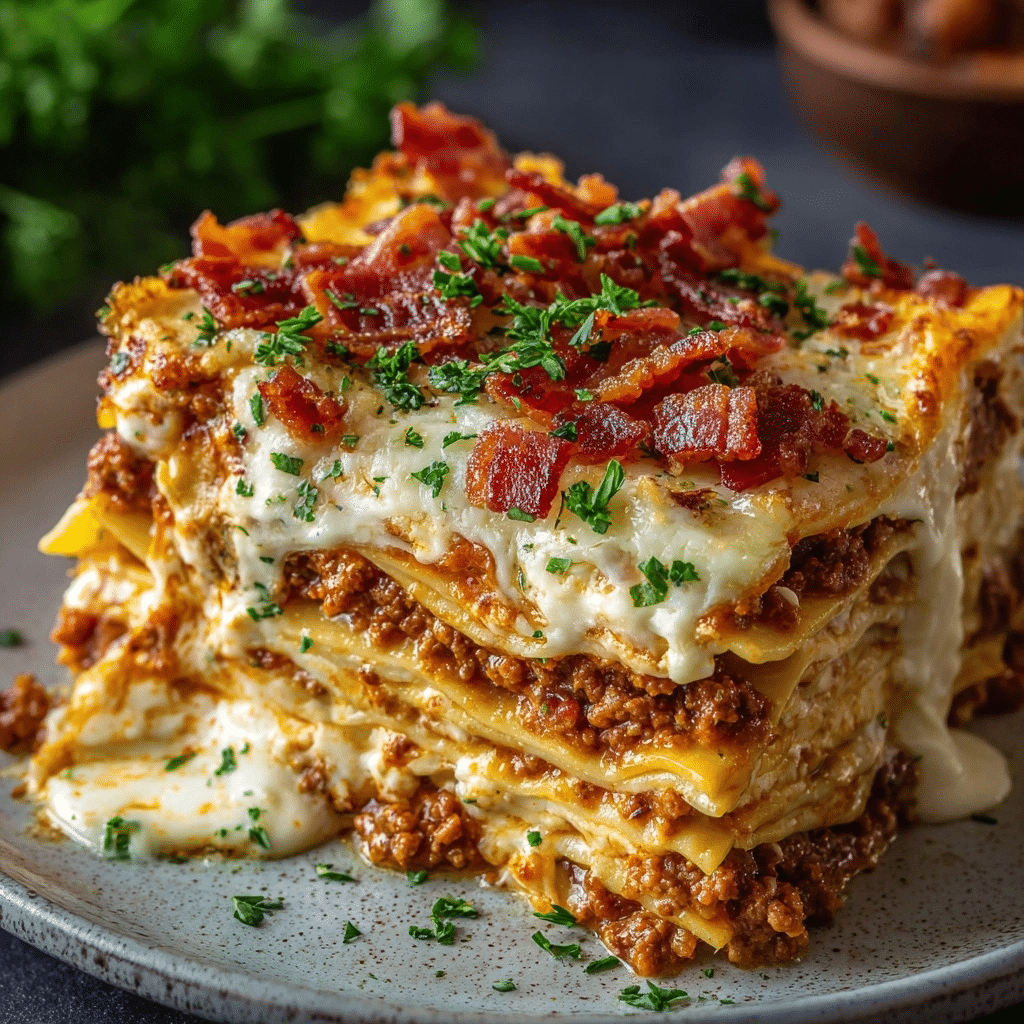 Parmesan Garlic Bacon Lasagna Recipe