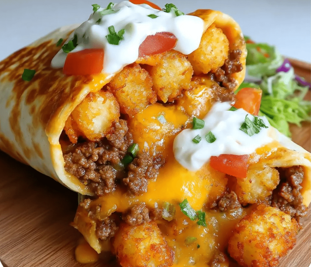 Cheesy Potato Burritos with Beef Recipe
